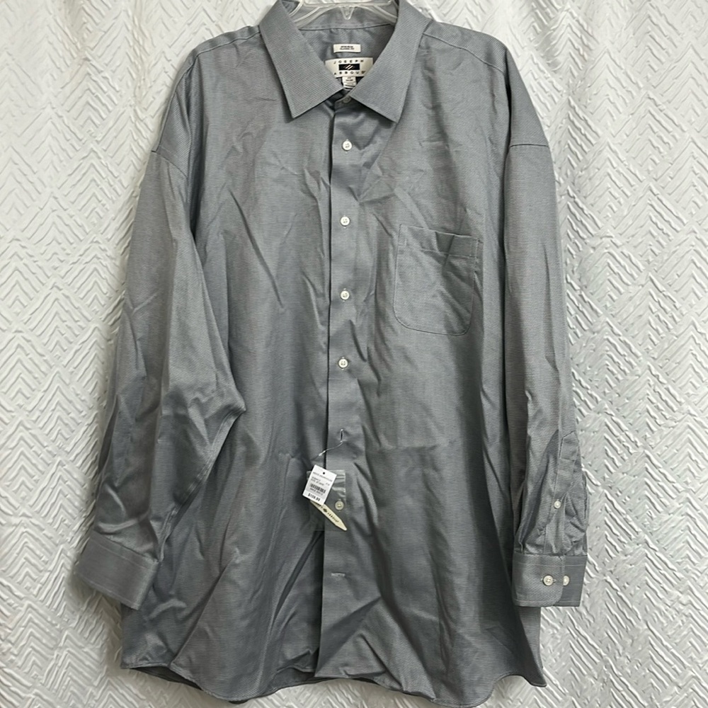 NWT‎ Joseph Abboud Non-Iron Classic Fit Dress Shirt Gray and White Size 20 34/35